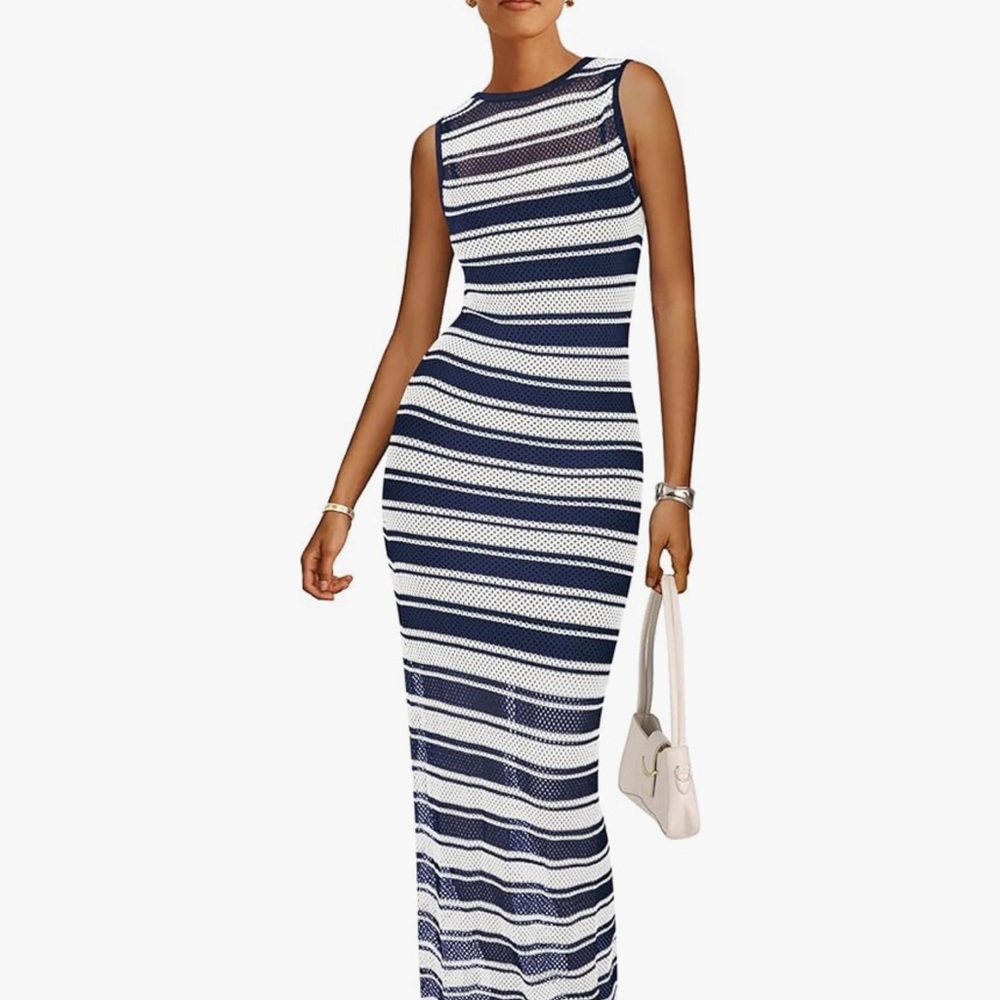 Chic Navy and White Striped Coverup